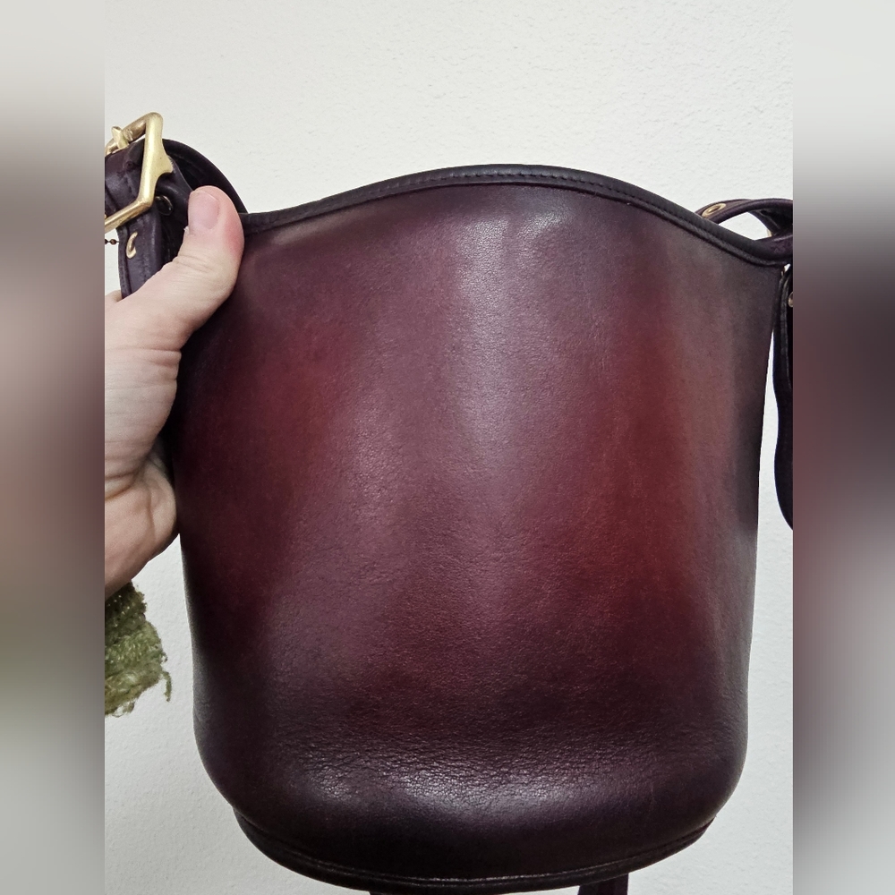 Recycled Riot Vintage Coach Maggie dyed in luscious warm red and purple patina - Picture 15 of 16